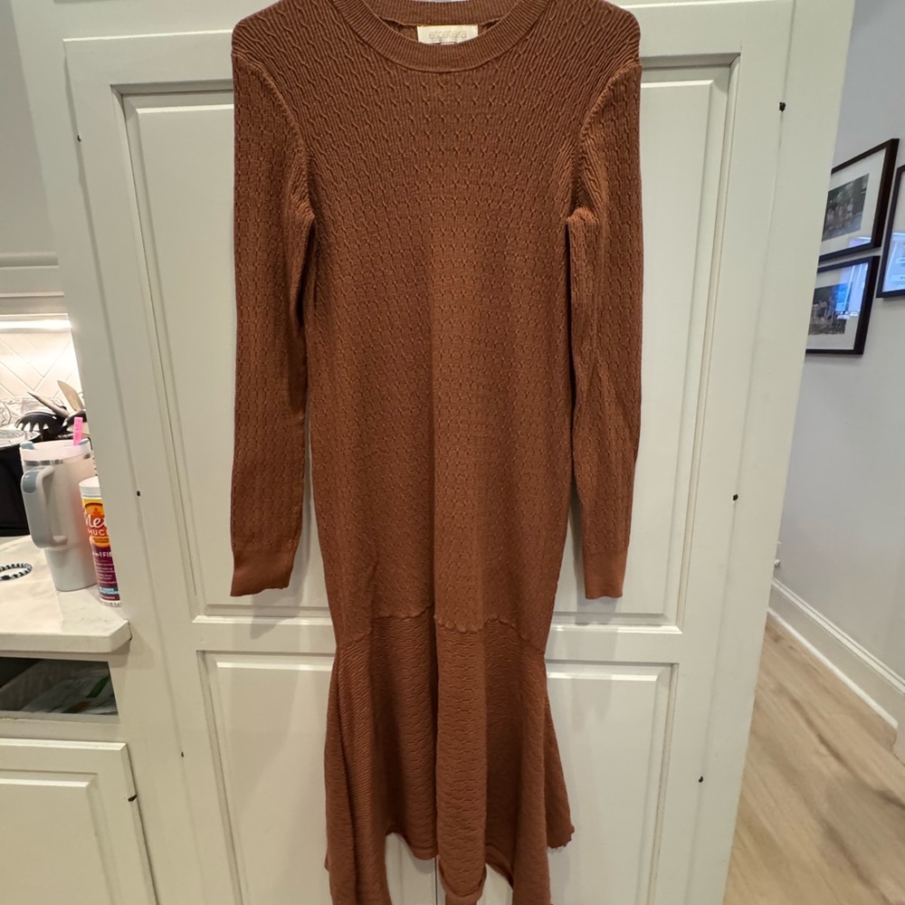 Etcetera Long Sleeve Knit Dress in Brown - Size M
